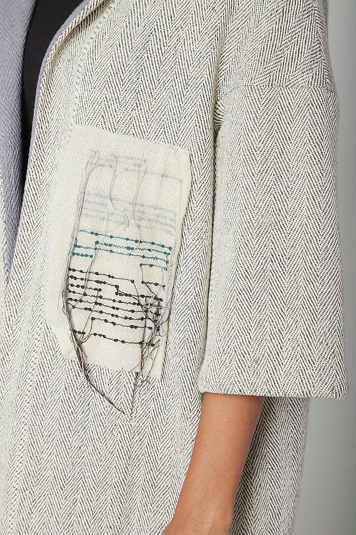 Ecru Cotton Reversible Jacket by Urvashi Kaur at Pernia's Pop Up Shop
