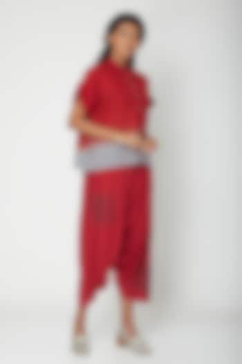 Red Printed Salwar Pants by Urvashi Kaur