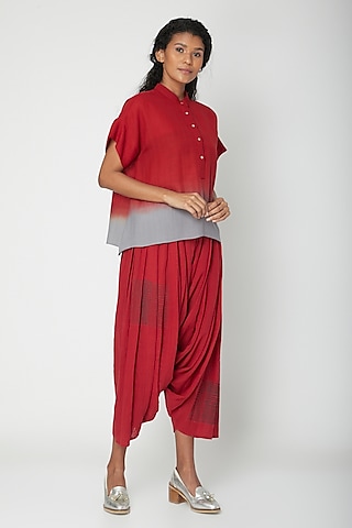 Red Printed Salwar Pants by Urvashi Kaur
