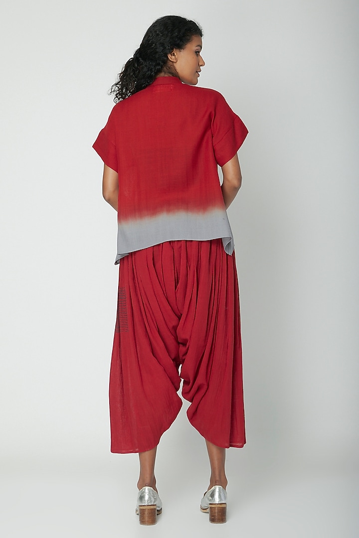 Red Printed Salwar Pants by Urvashi Kaur at Pernia's Pop Up Shop