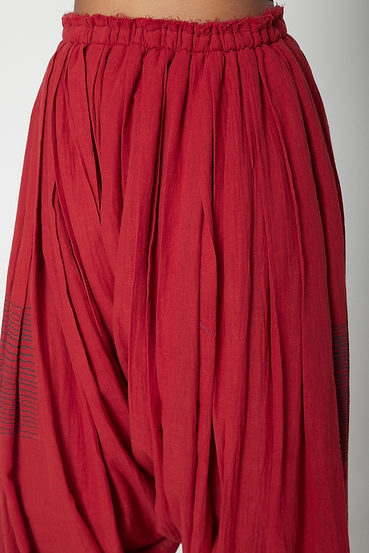 Red Printed Salwar Pants by Urvashi Kaur at Pernia's Pop Up Shop