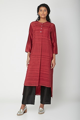 Red Striped Printed Tunic by Urvashi Kaur