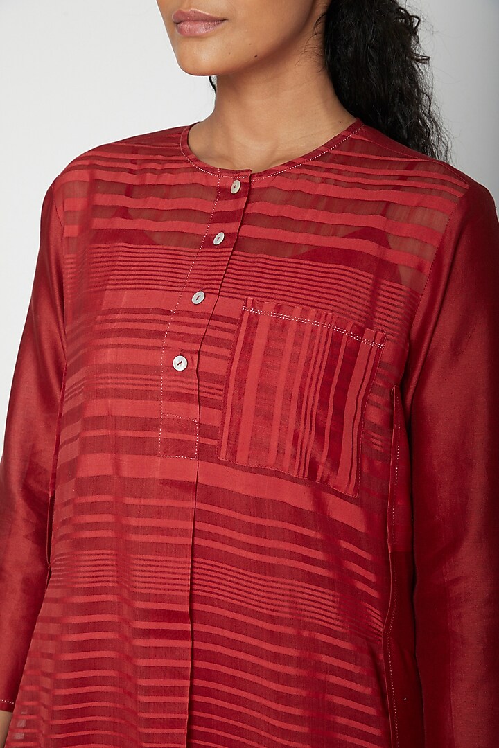 Red Striped Printed Tunic by Urvashi Kaur at Pernia's Pop Up Shop