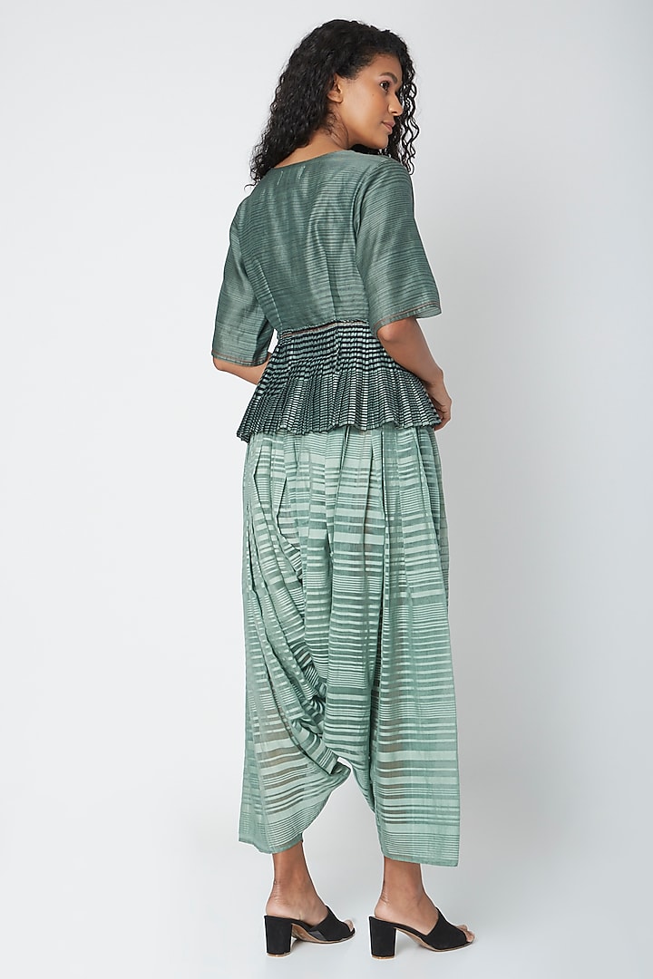 Teal Printed Salwar Pants by Urvashi Kaur at Pernia's Pop Up Shop