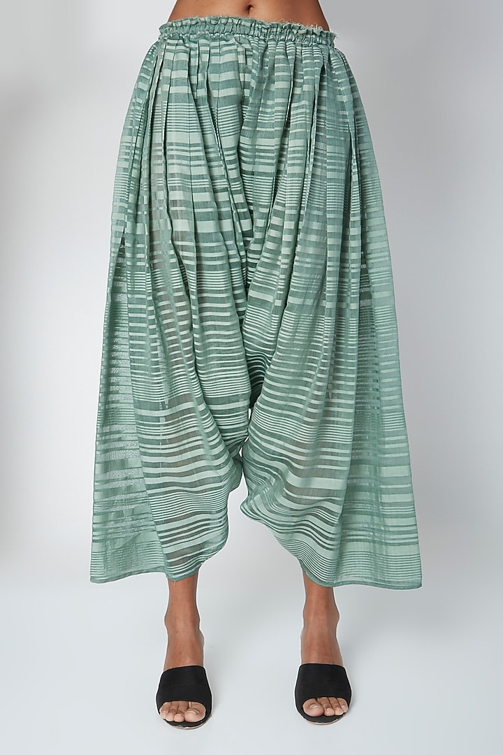 Teal Printed Salwar Pants by Urvashi Kaur at Pernia's Pop Up Shop