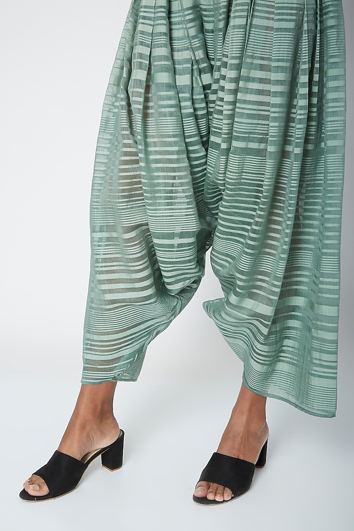 Teal Printed Salwar Pants by Urvashi Kaur at Pernia's Pop Up Shop