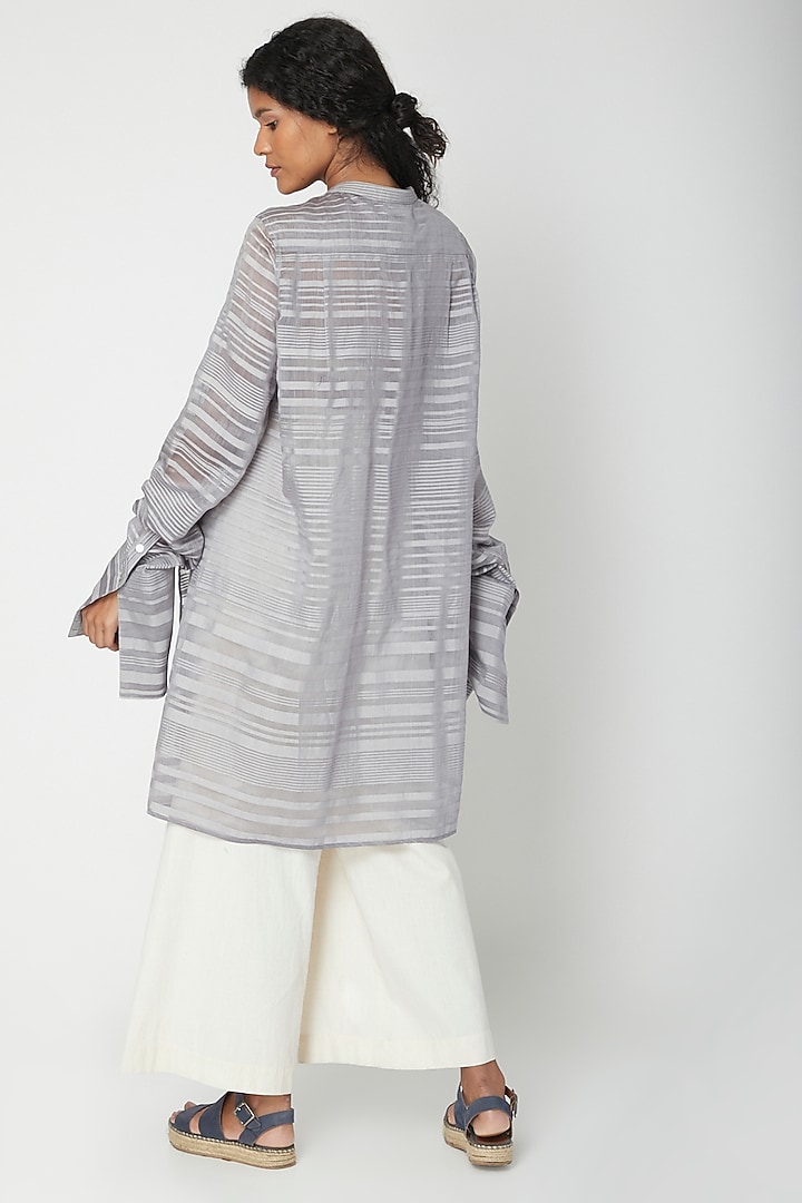 Grey Printed Shirt Tunic by Urvashi Kaur at Pernia's Pop Up Shop