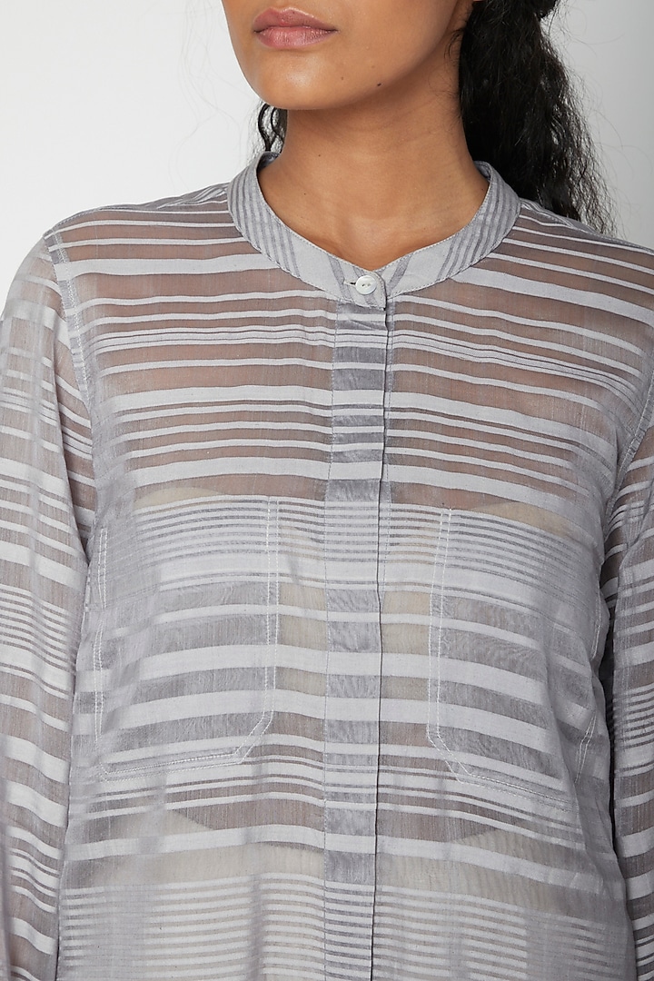 Grey Printed Shirt Tunic by Urvashi Kaur at Pernia's Pop Up Shop