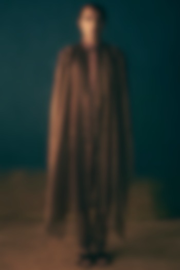 Copper Brown Chanderi Silk Kurta by Urvashi Kaur Men at Pernia's Pop Up Shop