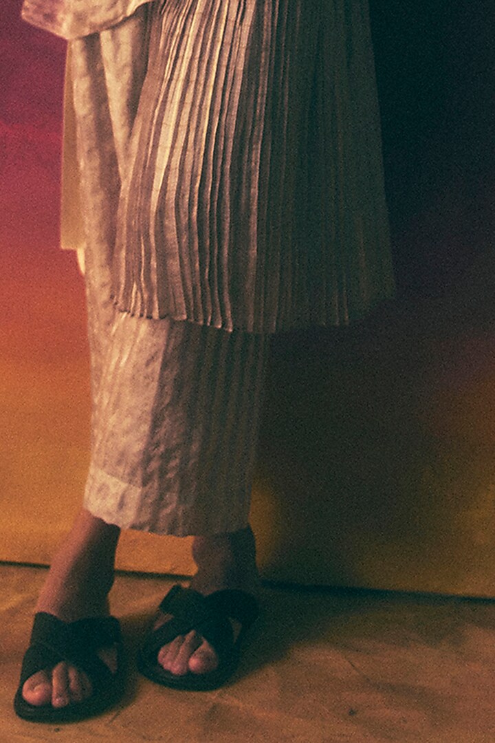 Silver Grey Straight Pants by Urvashi Kaur Men at Pernia's Pop Up Shop