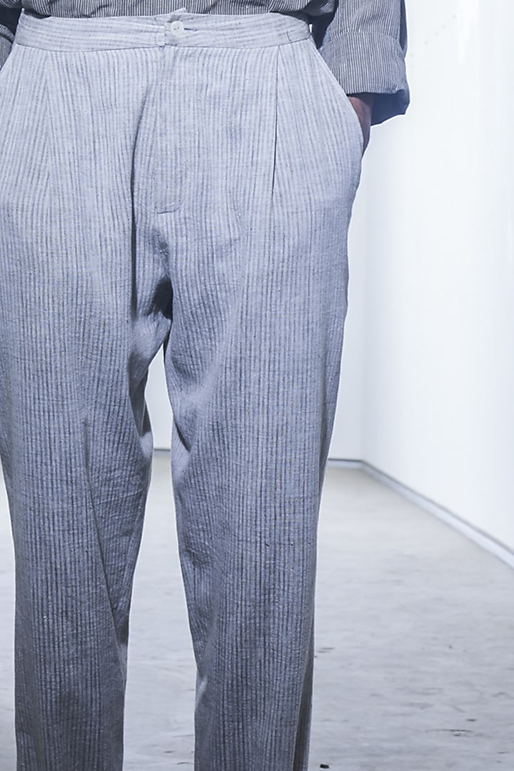 Off-White Cotton Pants by Urvashi Kaur Men at Pernia's Pop Up Shop