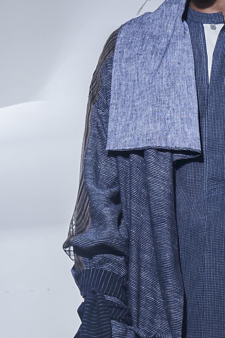 Black & Grey Panelled Jacket by Urvashi Kaur Men at Pernia's Pop Up Shop