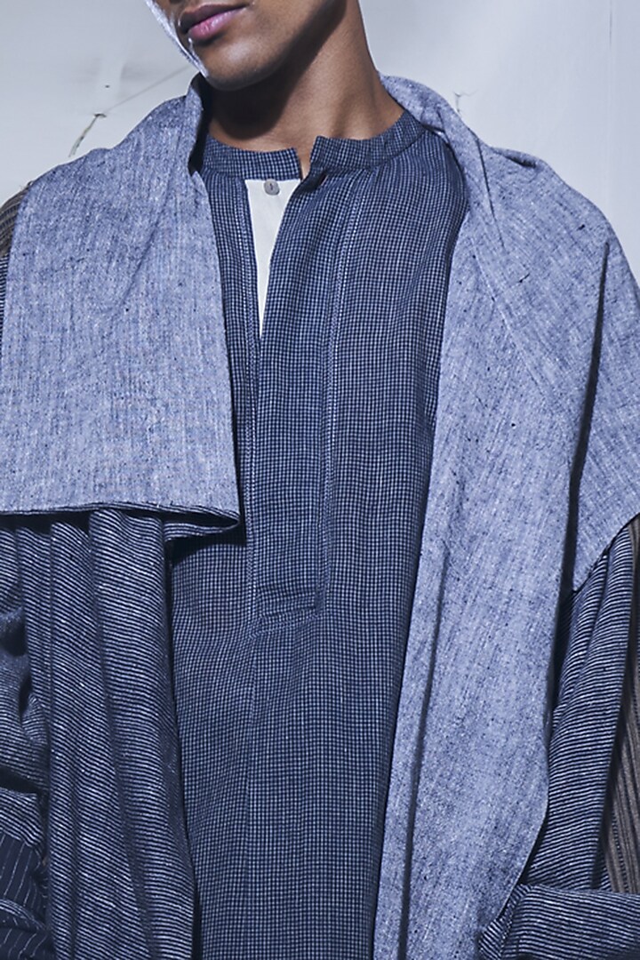 Black Cotton Tunic by Urvashi Kaur Men at Pernia's Pop Up Shop