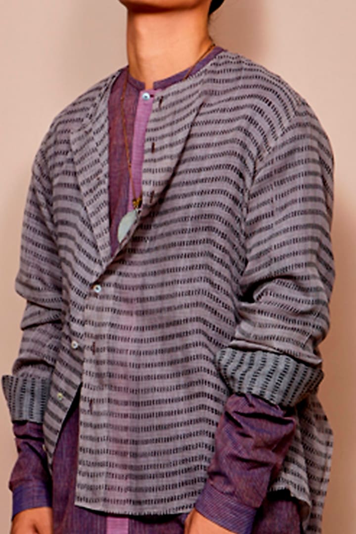 Plum Cotton Long Tunic by Urvashi Kaur Men at Pernia's Pop Up Shop
