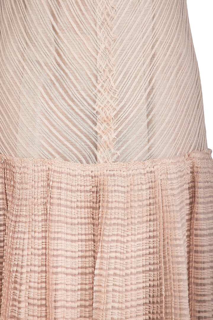 Salmon Pink Block Printed Sheer Vacation Dress by Urvashi Kaur at Pernia's Pop Up Shop