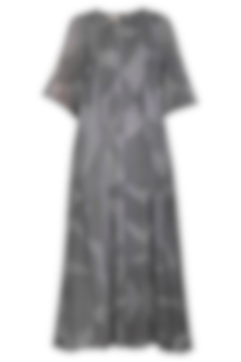 Grey Shibori Box Pleated Dress by Urvashi Kaur