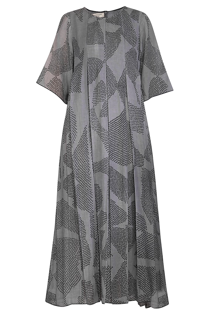 Grey Shibori Box Pleated Dress by Urvashi Kaur