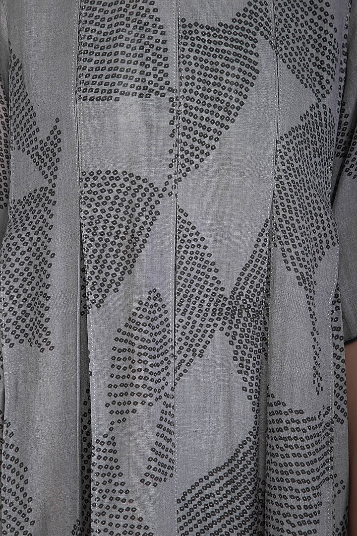Grey Shibori Box Pleated Vacation Dress by Urvashi Kaur at Pernia's Pop Up Shop