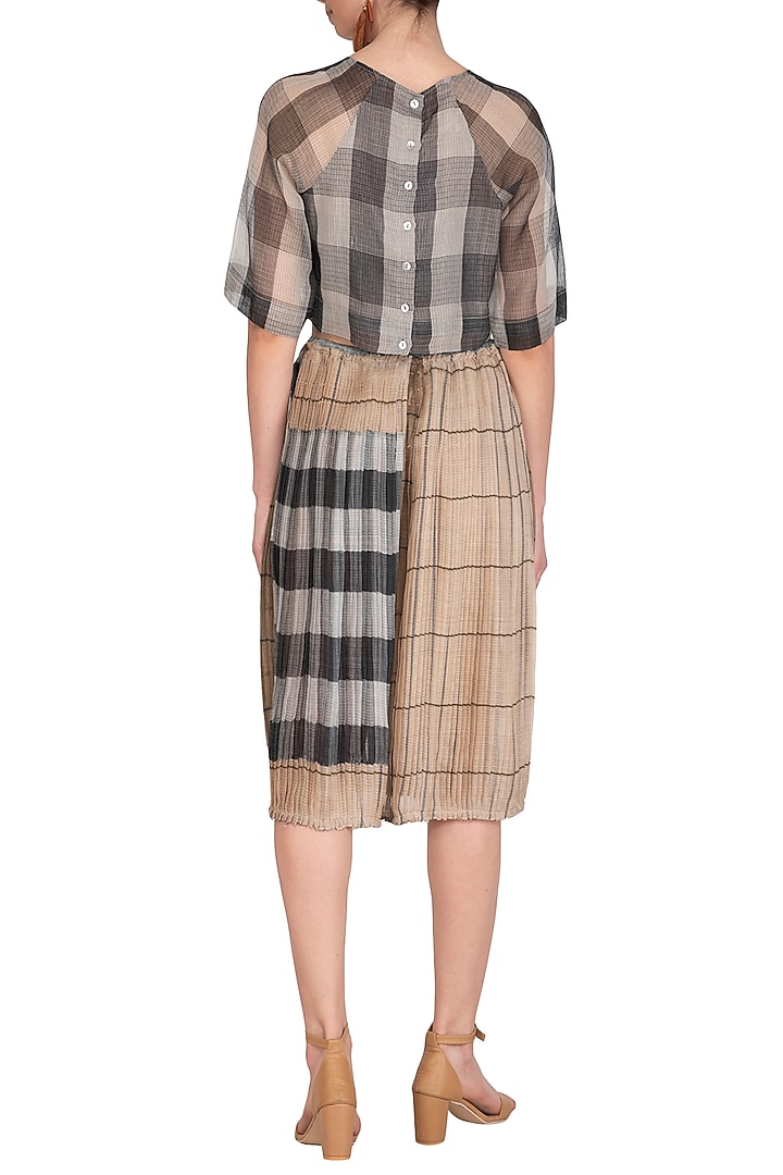 Grey Micro Pleated Sheer Skirt by Urvashi Kaur at Pernia's Pop Up Shop
