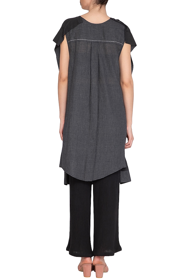 Black Textured Slouchy Pants by Urvashi Kaur at Pernia's Pop Up Shop