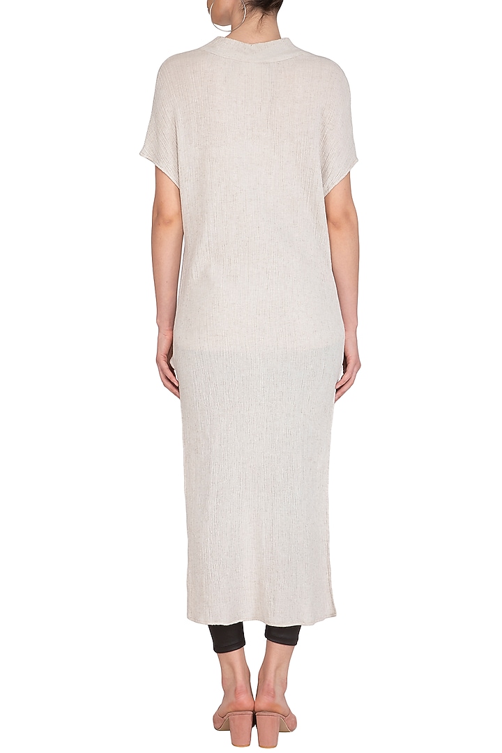 Sage Grey Textured Longline Tunic by Urvashi Kaur at Pernia's Pop Up Shop