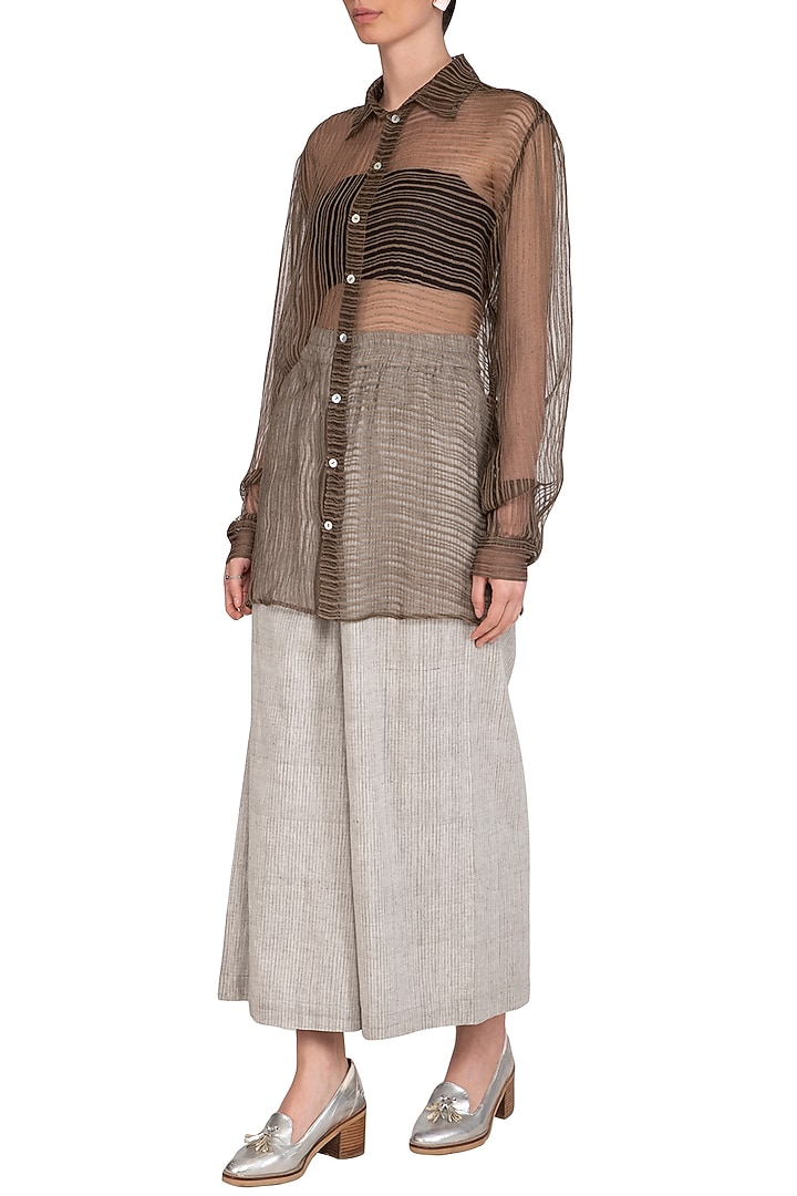 Grey Parallel Pants by Urvashi Kaur at Pernia's Pop Up Shop