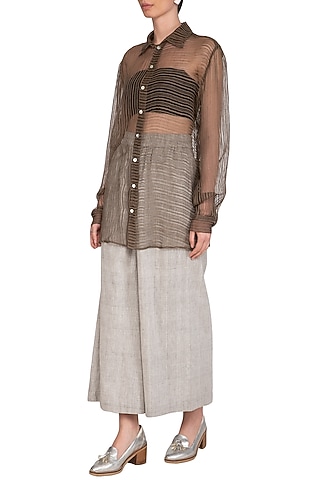 Grey Parallel Pants by Urvashi Kaur