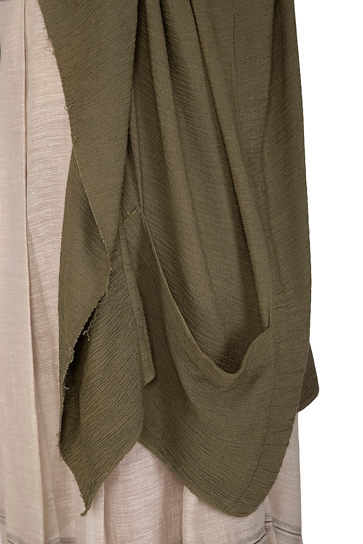 Olive Green Textured Slouchy Jacket by Urvashi Kaur at Pernia's Pop Up Shop