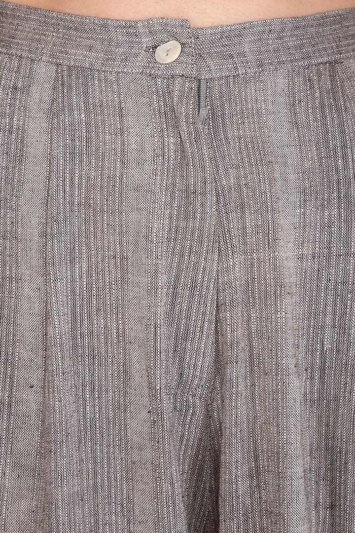 Grey Organic Cotton Flared Pants by Urvashi Kaur at Pernia's Pop Up Shop