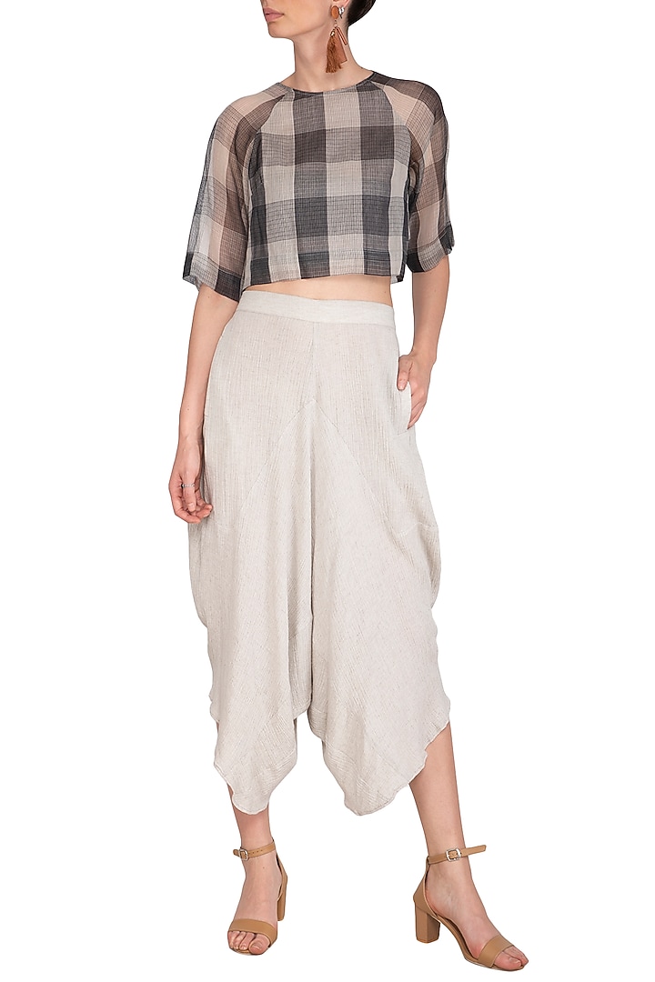 Grey Textured Pants by Urvashi Kaur at Pernia's Pop Up Shop