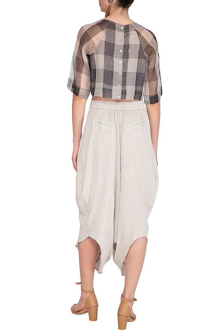 Grey Textured Pants by Urvashi Kaur at Pernia's Pop Up Shop