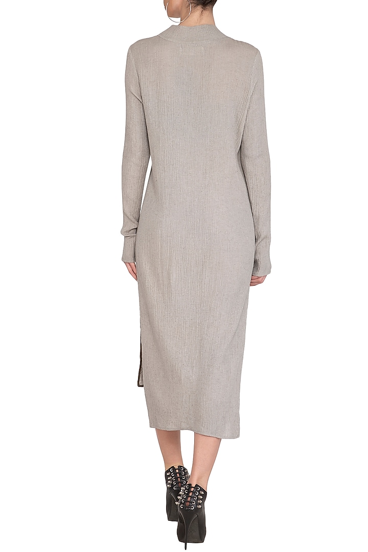 Light Grey Textured Long Tunic by Urvashi Kaur at Pernia's Pop Up Shop