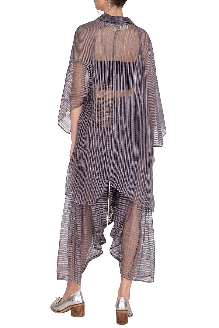 Grey Block Printed Gathered Pants by Urvashi Kaur at Pernia's Pop Up Shop