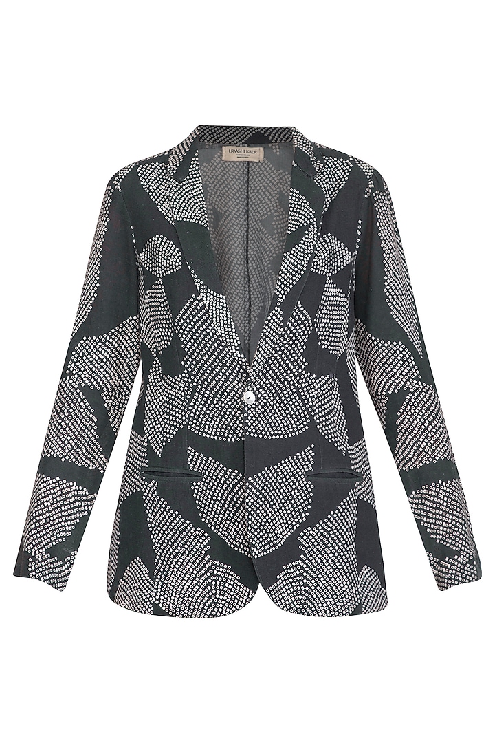 Black Shibori Bandhani Printed Light Jacket by Urvashi Kaur at Pernia's Pop Up Shop