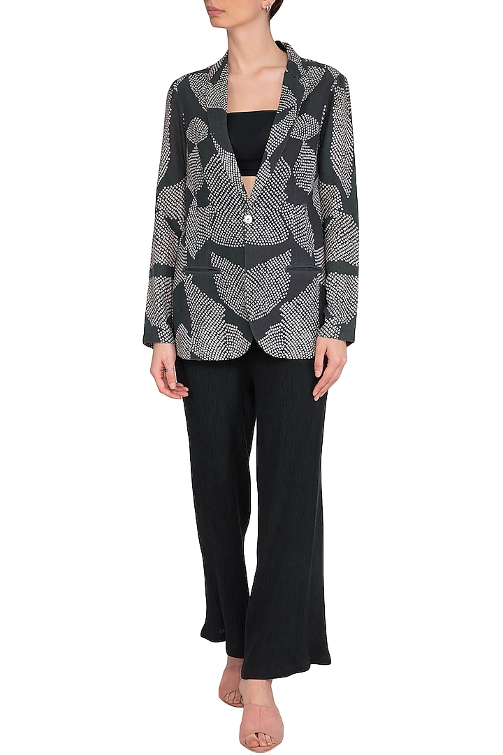 Black Shibori Bandhani Printed Light Jacket by Urvashi Kaur at Pernia's Pop Up Shop