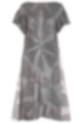Grey Shibori Printed Panelled Dress by Urvashi Kaur