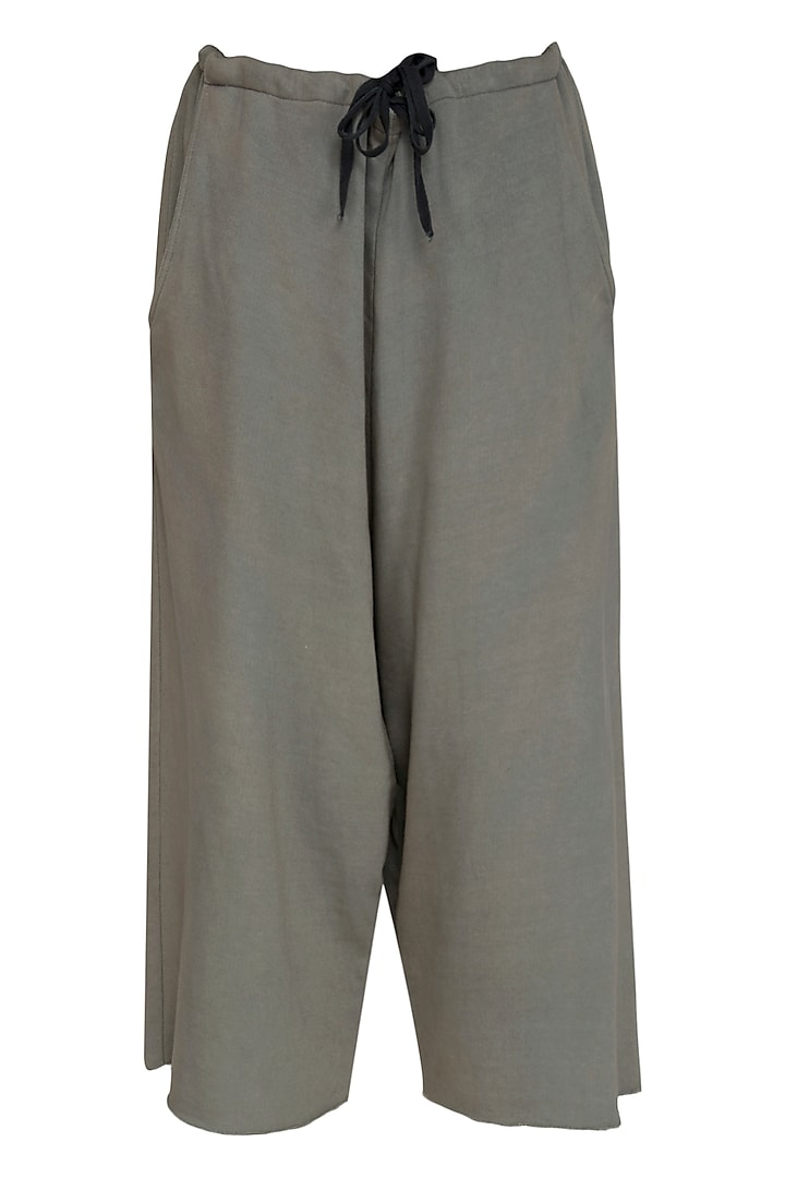 Grey Culotte Pants With Drawstring by Kapda By Urvashi Kaur at Pernia's Pop Up Shop