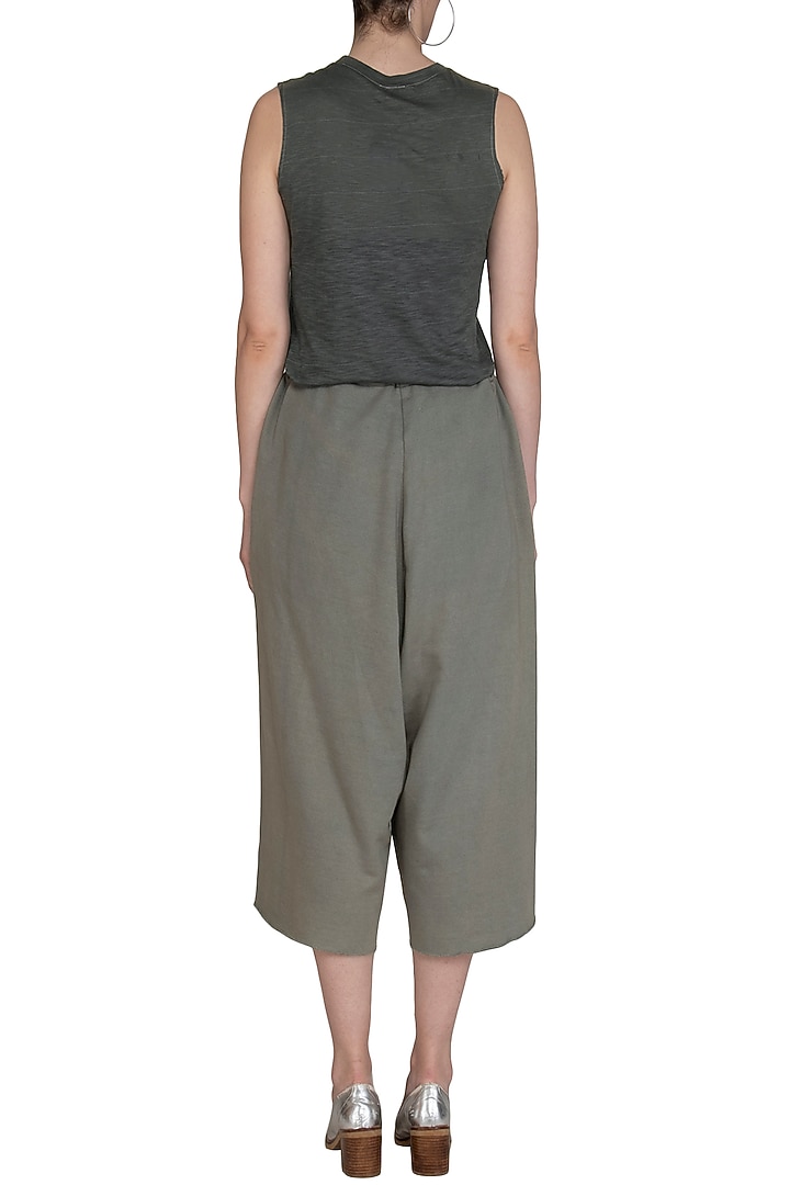 Grey Culotte Pants With Drawstring by Kapda By Urvashi Kaur at Pernia's Pop Up Shop