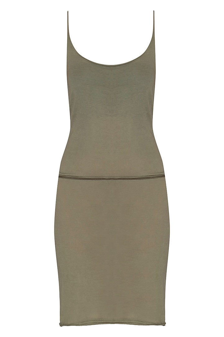 Light Khaki Slip Dress by Kapda By Urvashi Kaur at Pernia's Pop Up Shop