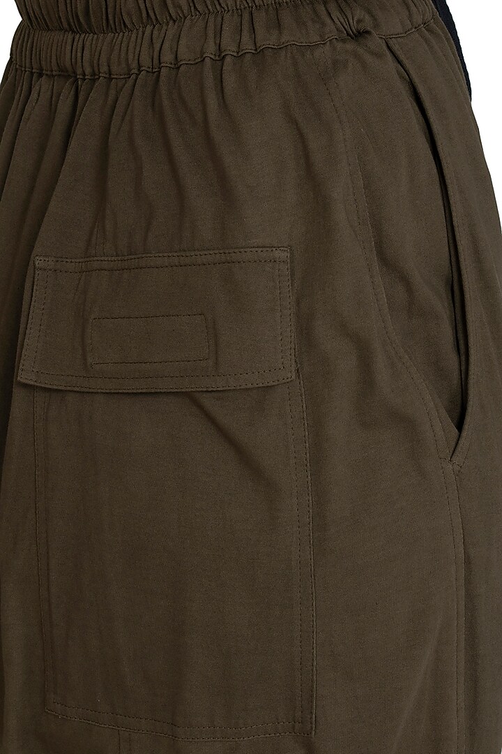 Khaki Low Crotch Jogger Pants by Kapda By Urvashi Kaur at Pernia's Pop Up Shop