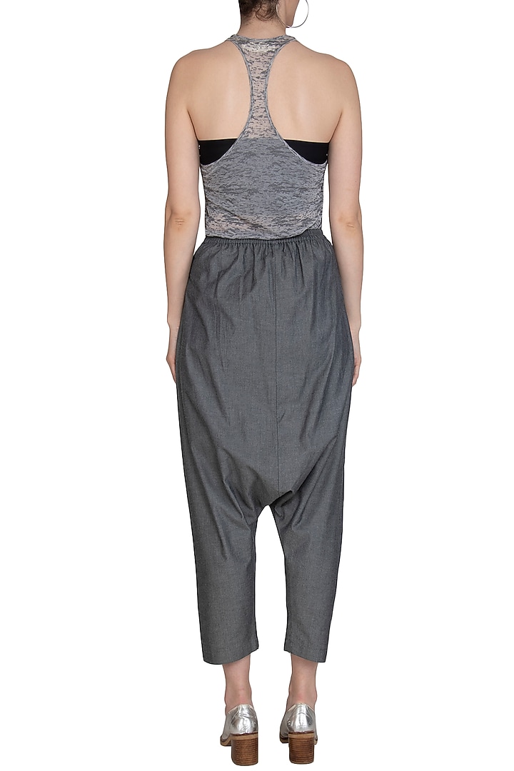 Grey Low Crotch Denim Pants by Kapda By Urvashi Kaur at Pernia's Pop Up Shop