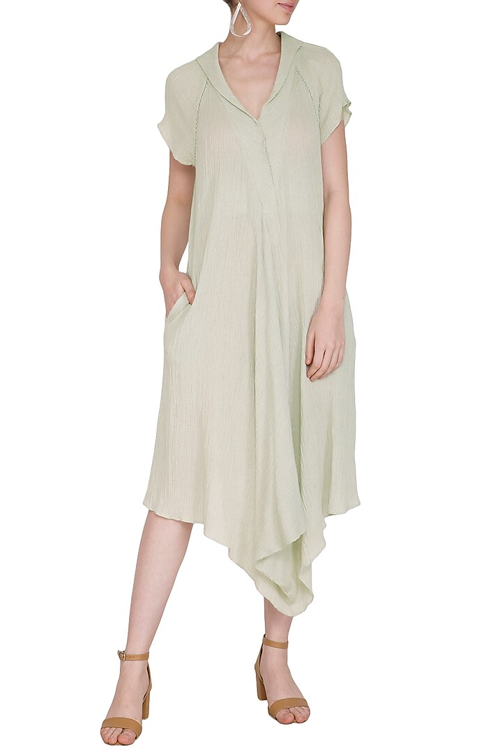 Sage Green Cotton Summer Dress by Urvashi Kaur at Pernia's Pop Up Shop