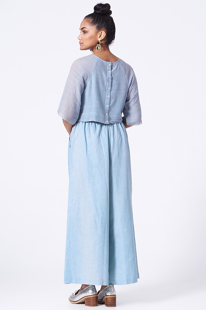 Tranquil Blue Cotton Linen Slouchy Pants by Urvashi Kaur at Pernia's Pop Up Shop