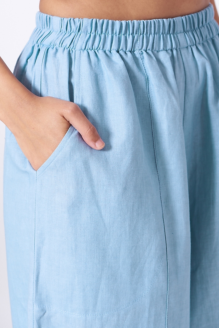 Tranquil Blue Cotton Linen Slouchy Pants by Urvashi Kaur at Pernia's Pop Up Shop