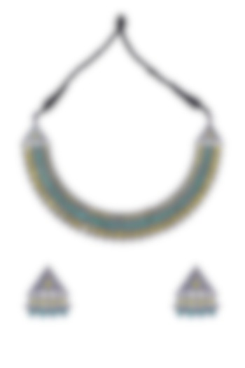 White Finish Multi-Colored Synthetic Stone Necklace Set by Utkala