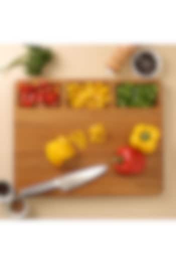 Brown Premium Teak Wood Chopping Board With 3 Compartments by Utopia Choice at Pernia's Pop Up Shop