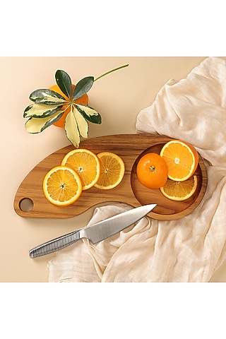 Brown Premium Teak Wood Chopping Board/ Platter With Collector Bowl by Utopia Choice