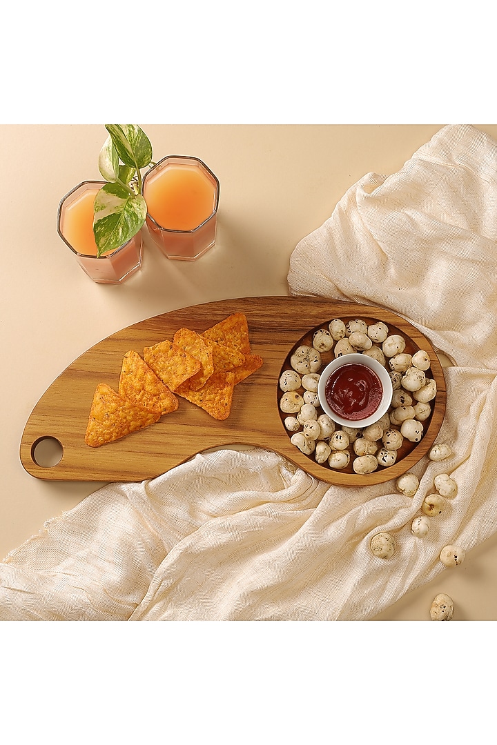 Brown Premium Teak Wood Chopping Board/ Platter With Collector Bowl by Utopia Choice at Pernia's Pop Up Shop