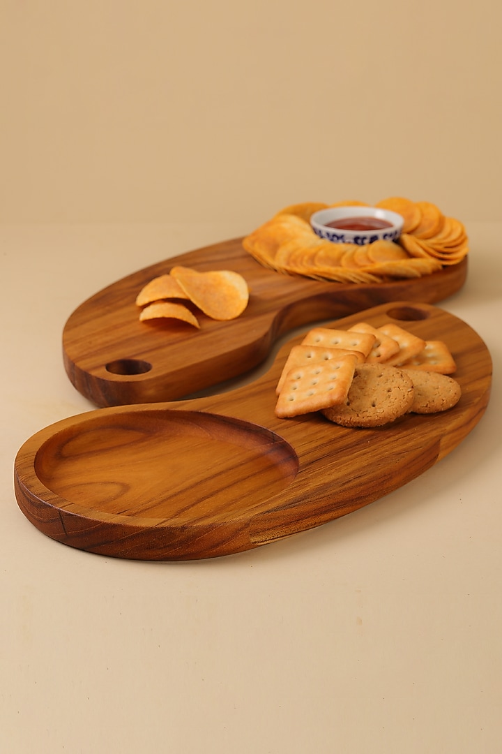 Brown Premium Teak Wood Chopping Board/ Platter With Collector Bowl by Utopia Choice at Pernia's Pop Up Shop