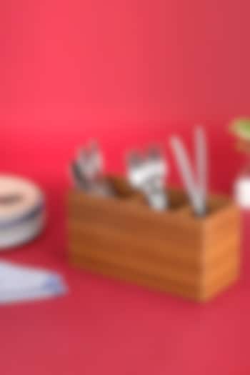 Brown Premium Teak Wood Cluttery Caddy by Utopia Choice at Pernia's Pop Up Shop